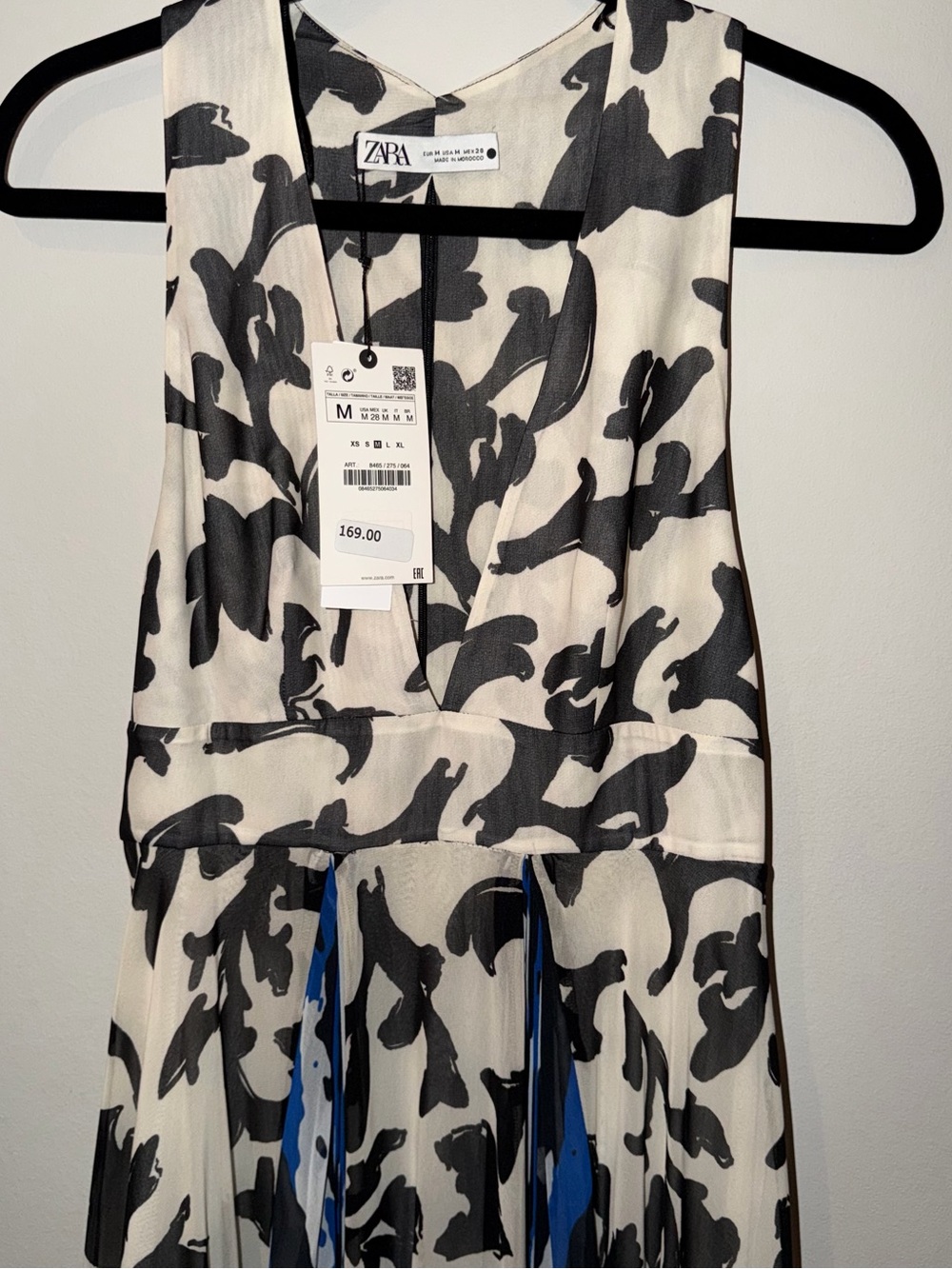 ZARA Black and White Abstract Print Sleeveless Dress